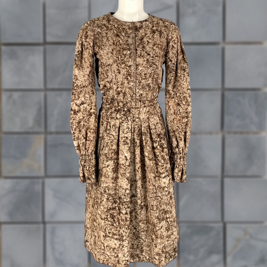 Dolce & Gabbana DOLCE & GABBANA Dress M Size Brown Beige Wool Marbled Long Sleeve Size M / US 6-8 / IT 42-44 - 1 Thumbnail