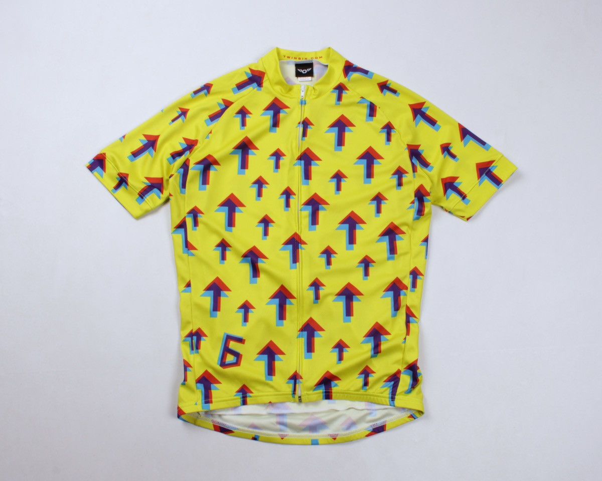 Vintage TWIN SIX Yellow Geometric Arrow Full Zip Cycling Jersey Size US L / EU 52-54 / 3 - 3 Thumbnail
