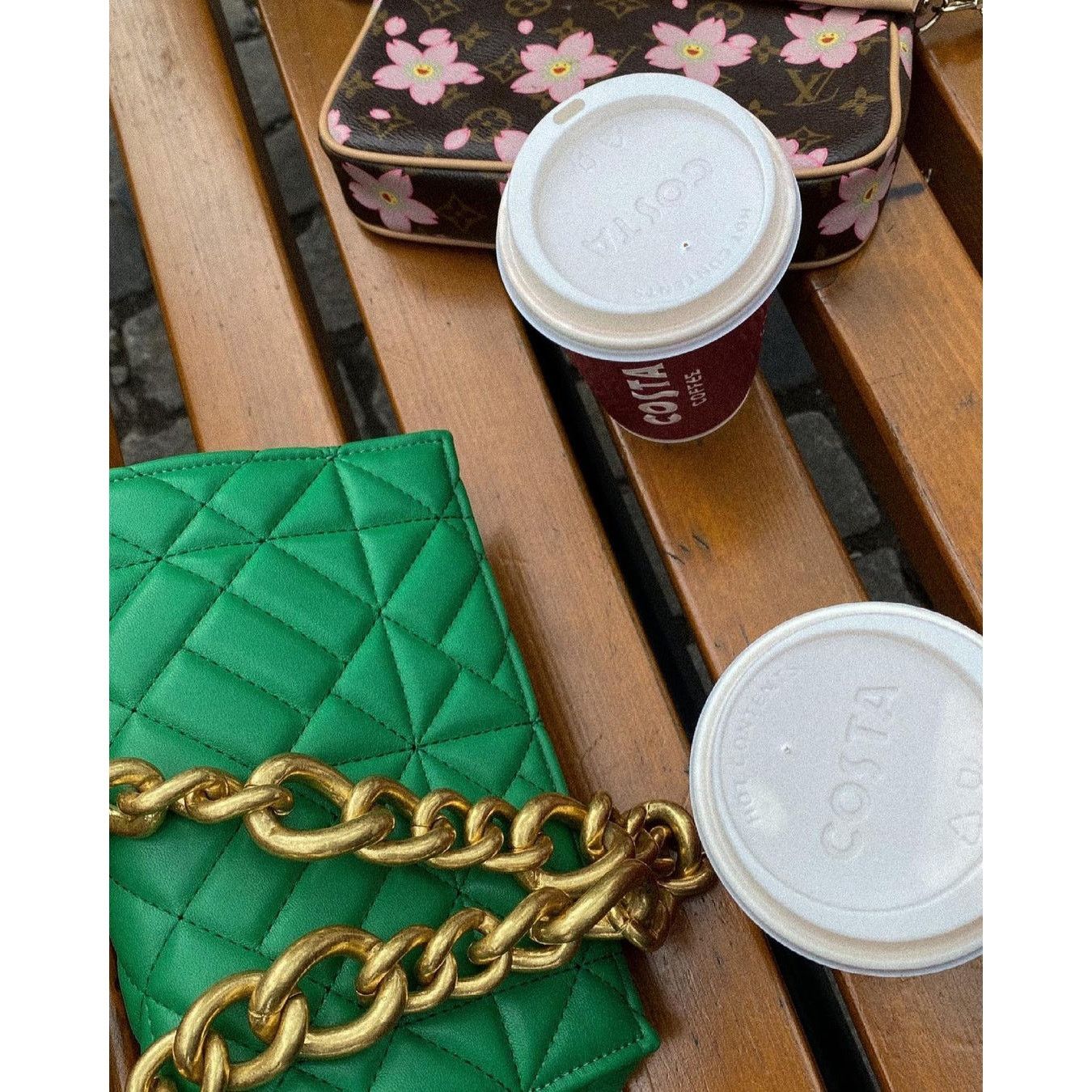Zara ZARA Green Quilted Chain Shoulder Bag NWT Gold Chain Purse Size ONE SIZE - 17 Thumbnail