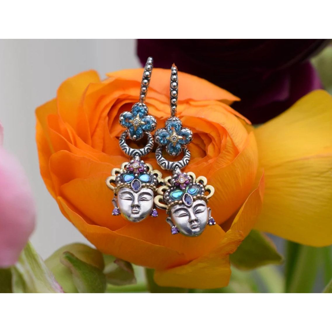 Jewelry Barbara Bixby Blue Topaz Flower Shepherds Hook Earrings Size ONE SIZE - 9 Thumbnail
