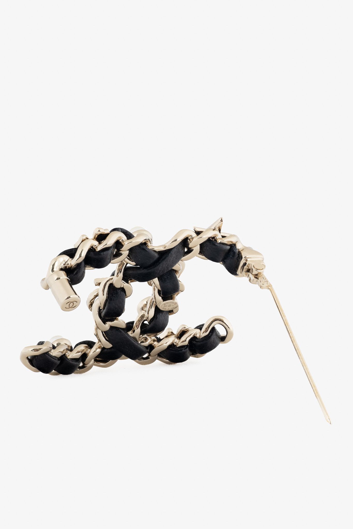 Chanel Chanel Black Leather Embellished CC-Logo Brooch Size ONE SIZE - 2 Thumbnail