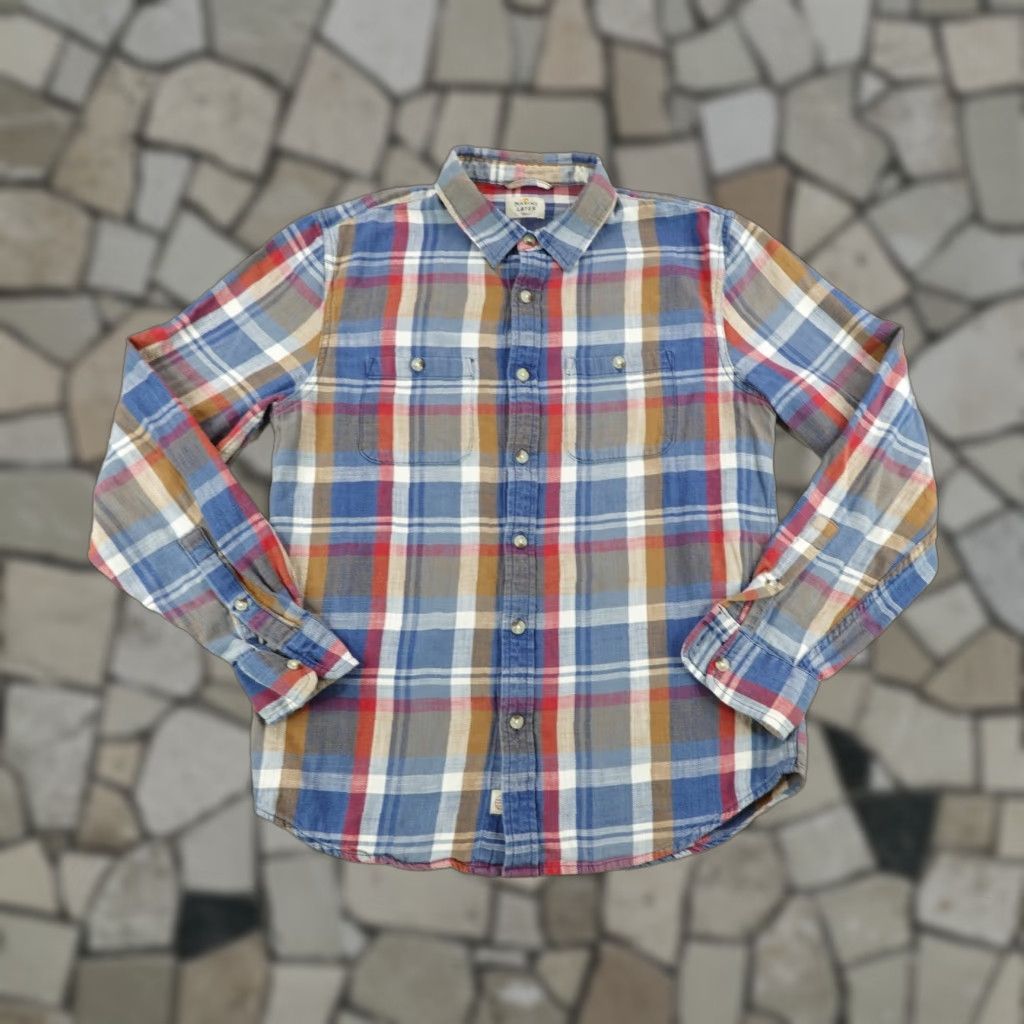 Marine Layer Marine Layer Flannel Shirt Mens Small Blue Red Plaid Long Sleeve Button-Up Work Outdoor Size US L / EU 52-54 / 3 - 1 Thumbnail