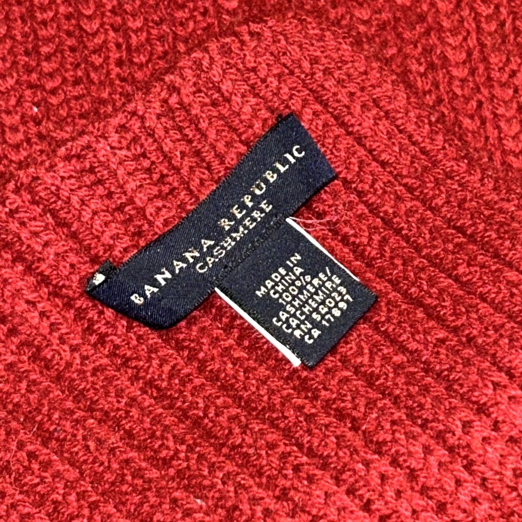 Banana Republic Banana Republic Scarf Women Rectangle Scarf One Size Red Maroon 100% Cashmere Knit Winter Fall Holiday City Preppy 67” Dry Clean Only Size ONE SIZE - 2 Thumbnail