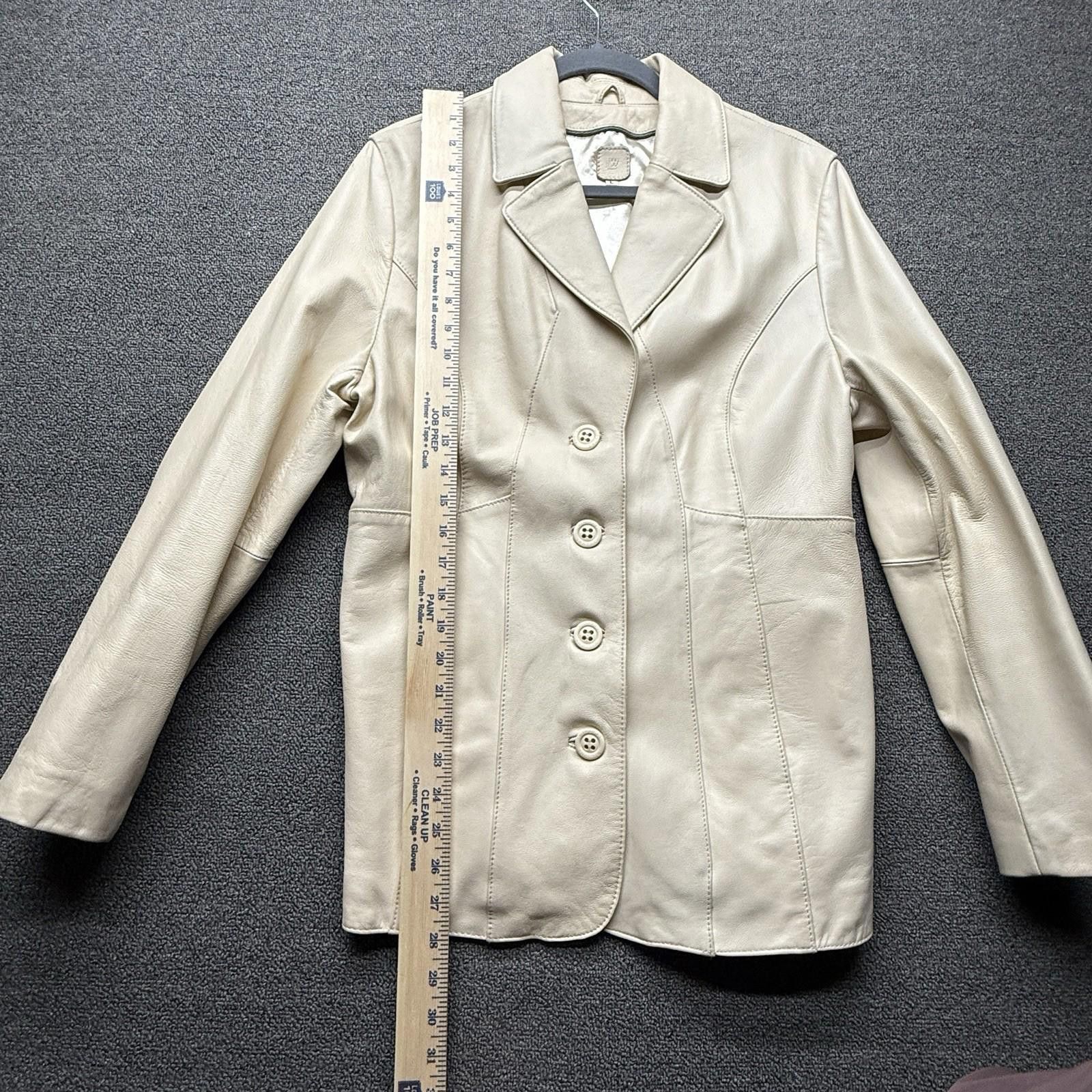 Wilsons Leather Vintage Wilsons Leather Ivory Cream Leather Jacket Women’s L Size L / US 10 / IT 46 - 7 Thumbnail