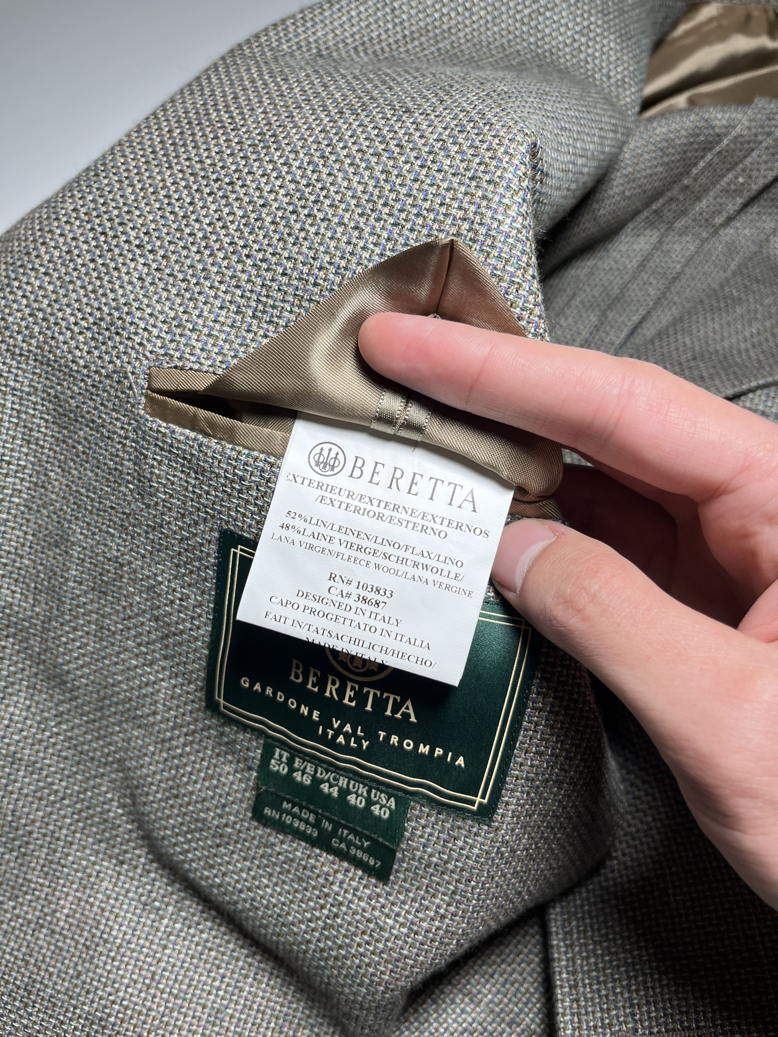 Beretta Beretta Linen / Wool Unlined Sport Coat Blazer Size 40 Size 40R - 14 Thumbnail