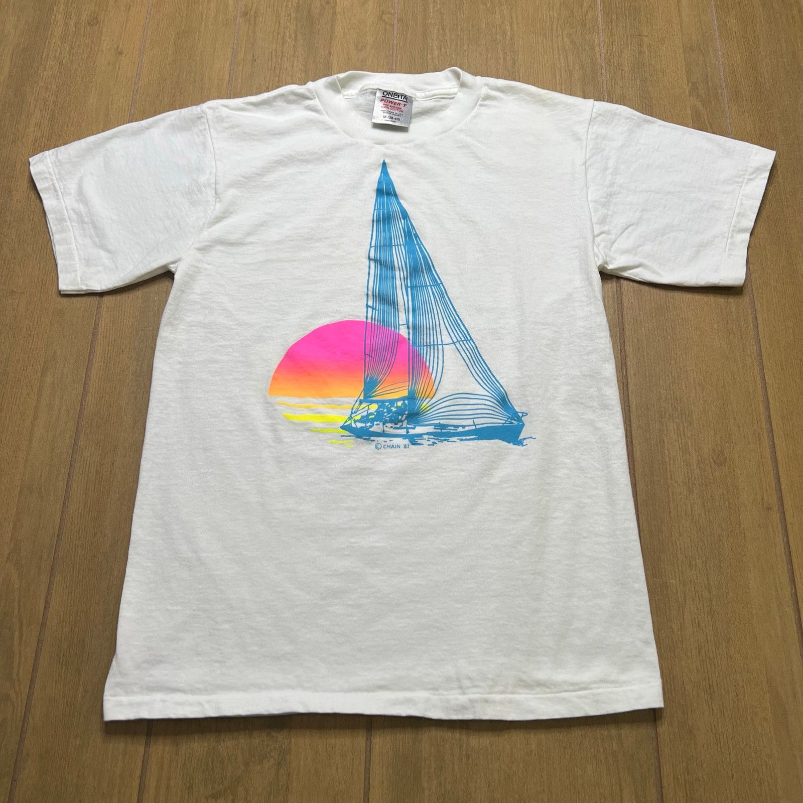Vintage vintage 90s t-shirt sailboat and sunset Beach" Men Sz M Size US M / EU 48-50 / 2 - 1 Thumbnail