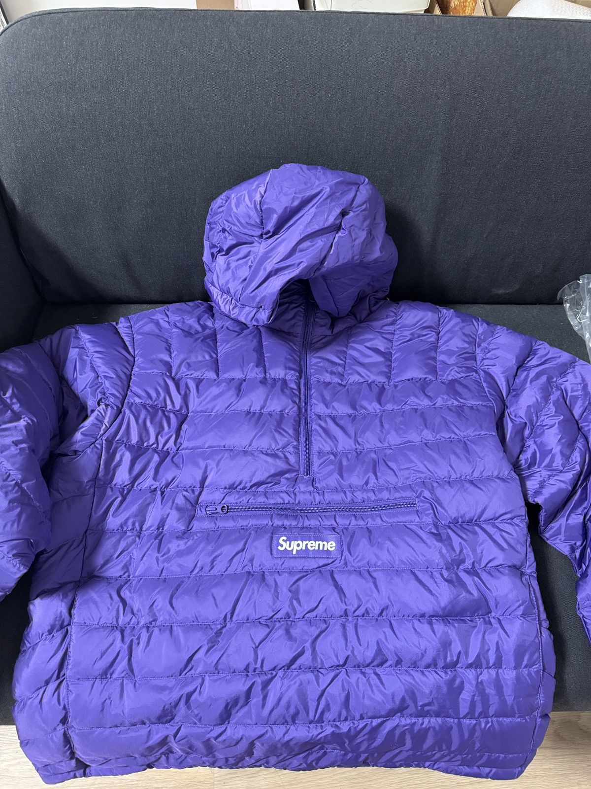 Supreme Micro Down Half Hooded Pullover 🔥Supreme Purple Size L