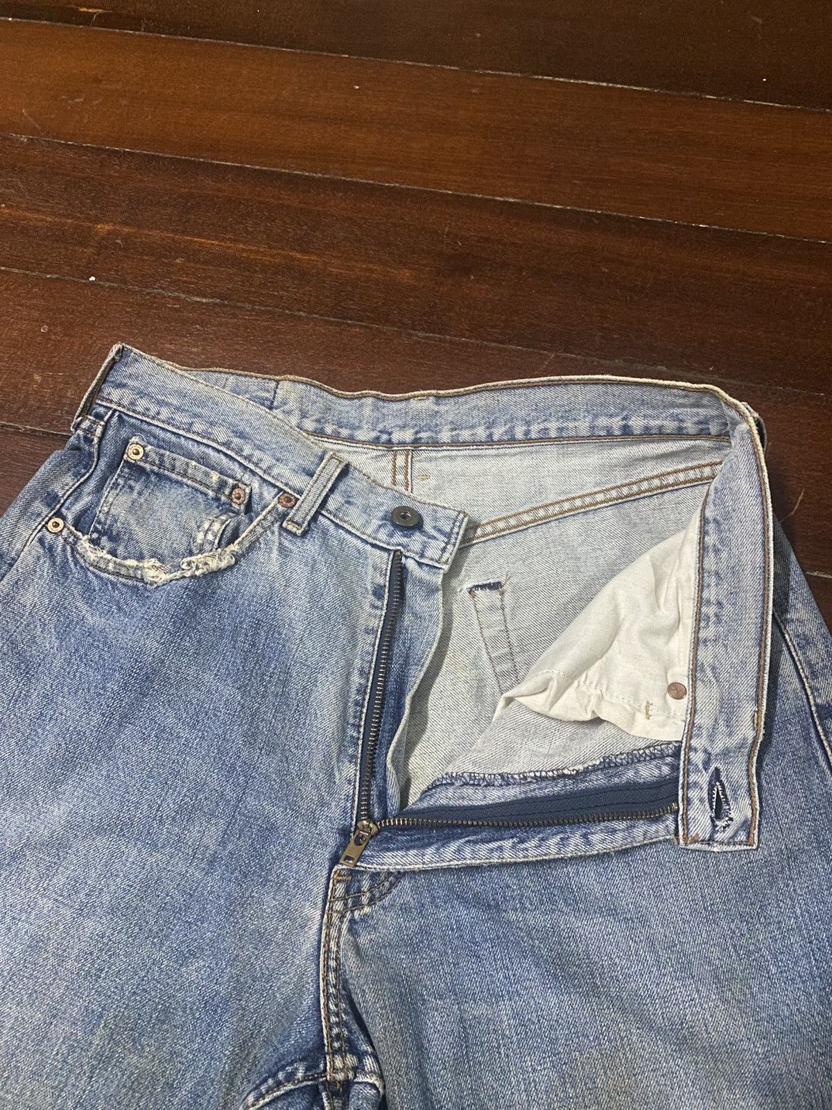 Levi's Vintage y2k Levis 504 Selvedge Distressed baggy wide Denim Size US 32 / EU 48 - 9 Thumbnail