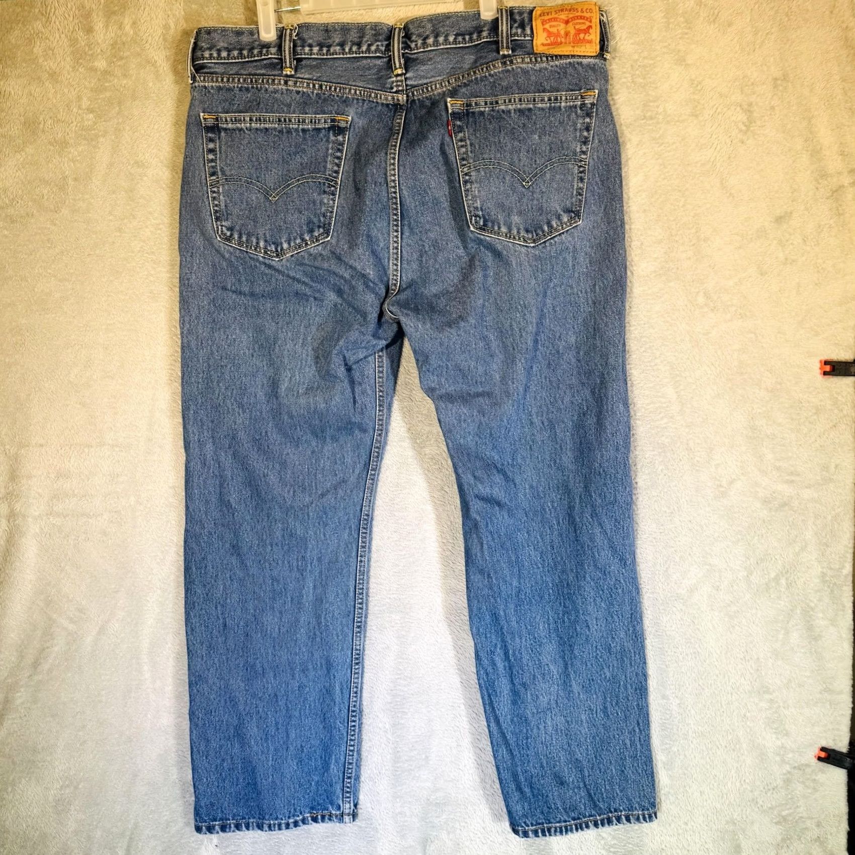 Levi's Levi's 505 Jeans Mens 42x30 Blue Medium Wash Straight Denim Zip Fly Regular Fit Size US 42 / EU 58 - 6 Thumbnail