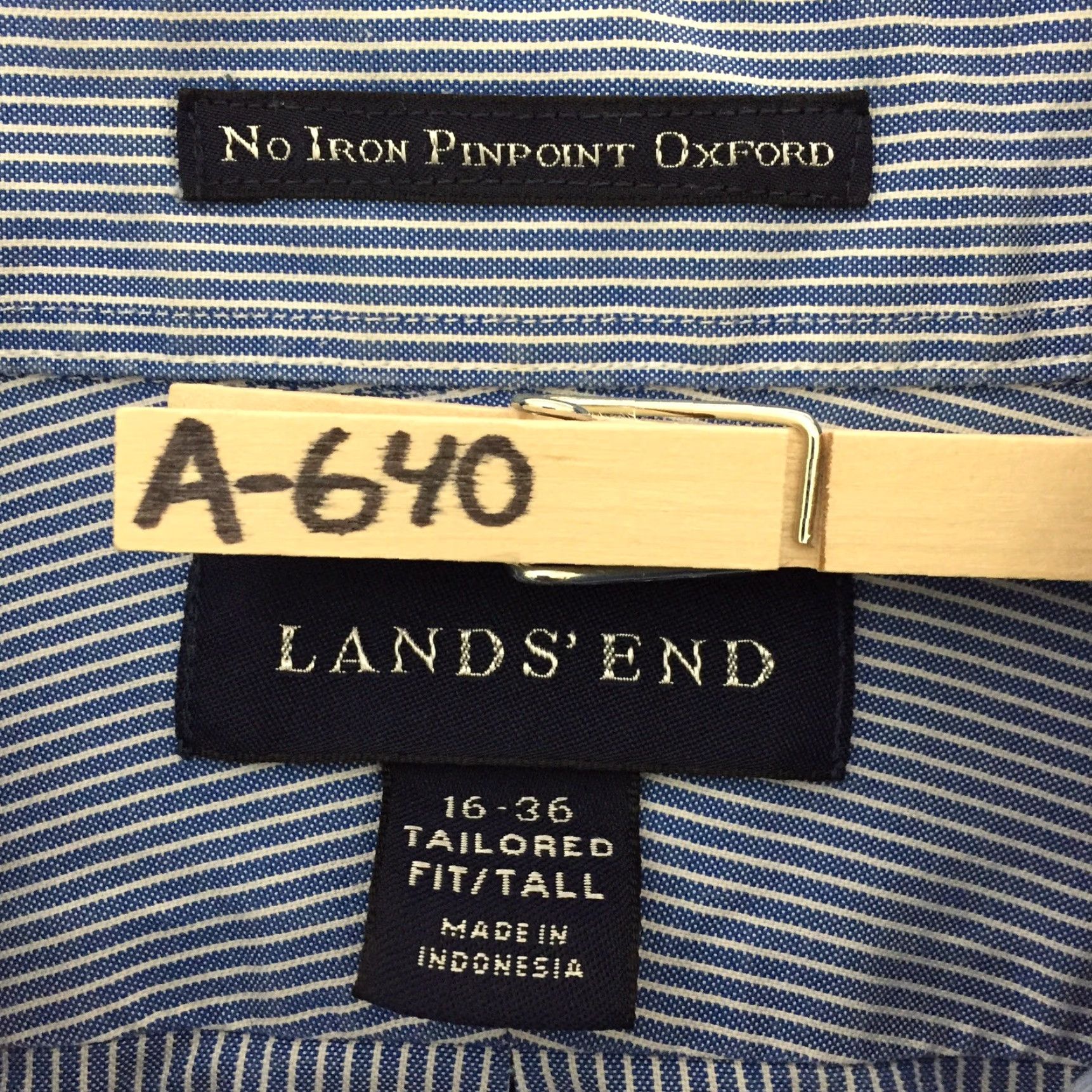 Lands' End Lands End Shirt Mens 16 Tall Blue Striped Long Sleeve Button Up Size US L / EU 52-54 / 3 - 7 Thumbnail