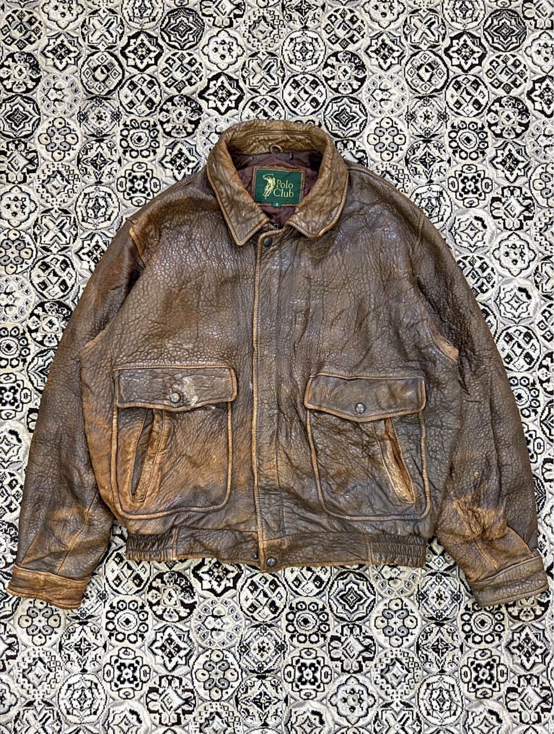 Beverly Hills Polo Club Rare 90 Polo Club Cowhide Leather Jacket Heavy NaturalPatina Size US XL / EU 56 / 4 - 1 Thumbnail