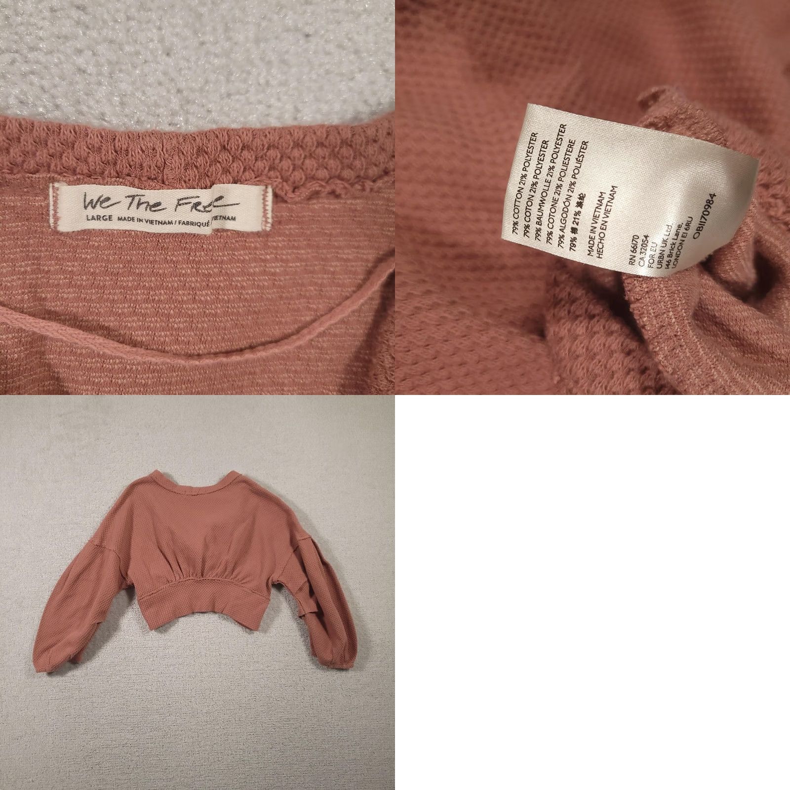 Vintage VINTAGE We The Free Sweater Womens Large Pink Waffle Knit Twist Front Cropped Top Size L / US 10 / IT 46 - 8 Thumbnail