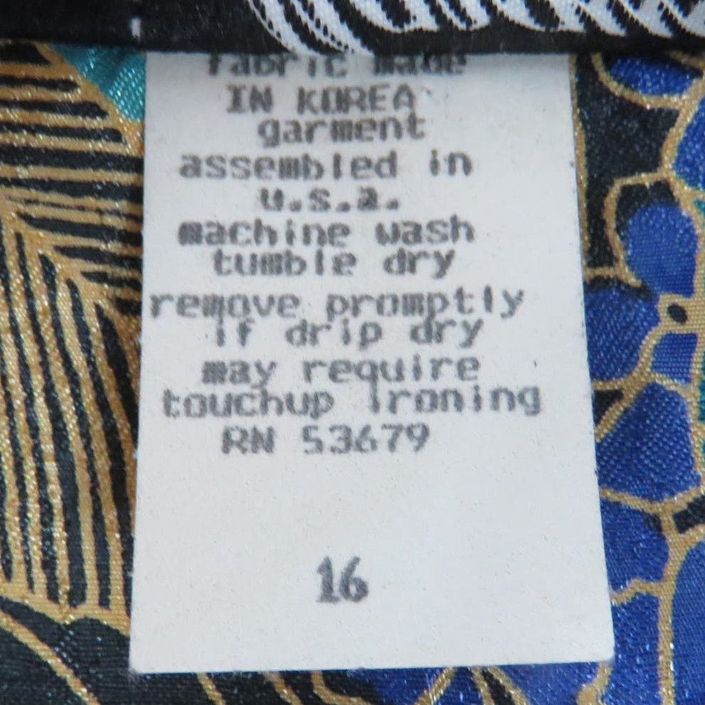 Vintage 80s Vintage Satin Floral Art Deco Button Down Blouse XL Size XL / US 12-14 / IT 48-50 - 3 Thumbnail