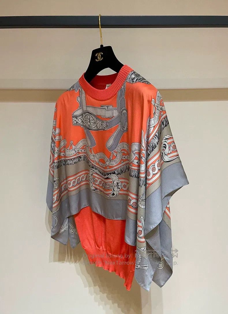 Hermes Hermes Silk Fabric Fake Two-Piece Scarf Knit Top Size XS / US 0-2 / IT 36-38 - 5 Thumbnail
