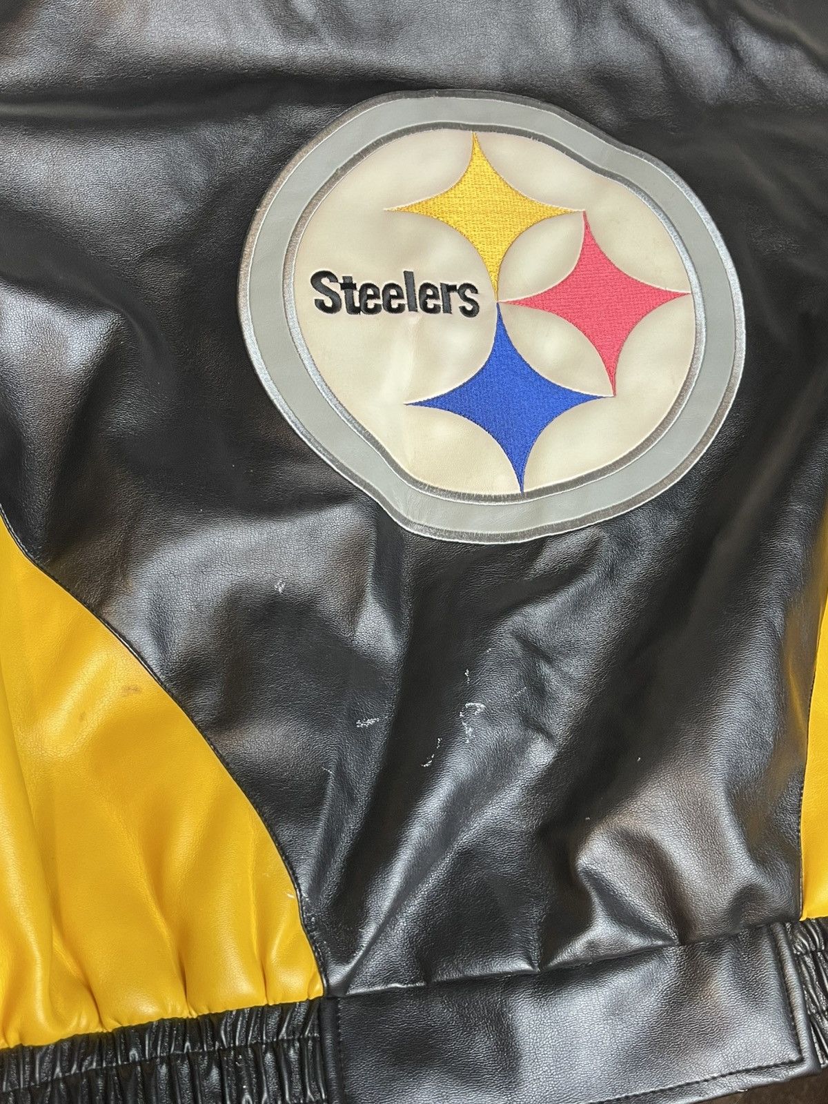 NFL Vtg Pittsburgh Steelers Faux Leather GIII Jacket NWT *FLAW Size US L / EU 52-54 / 3 - 18 Thumbnail