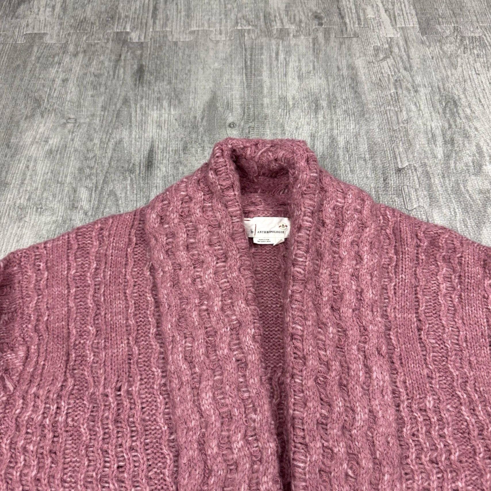 Anthropologie ANTHROPOLOGIE Oversized Chunky Knit Cardigan Shawl Collar Women’s Sweater Size S Pink Bohemian Size S / US 4 / IT 40 - 2 Thumbnail