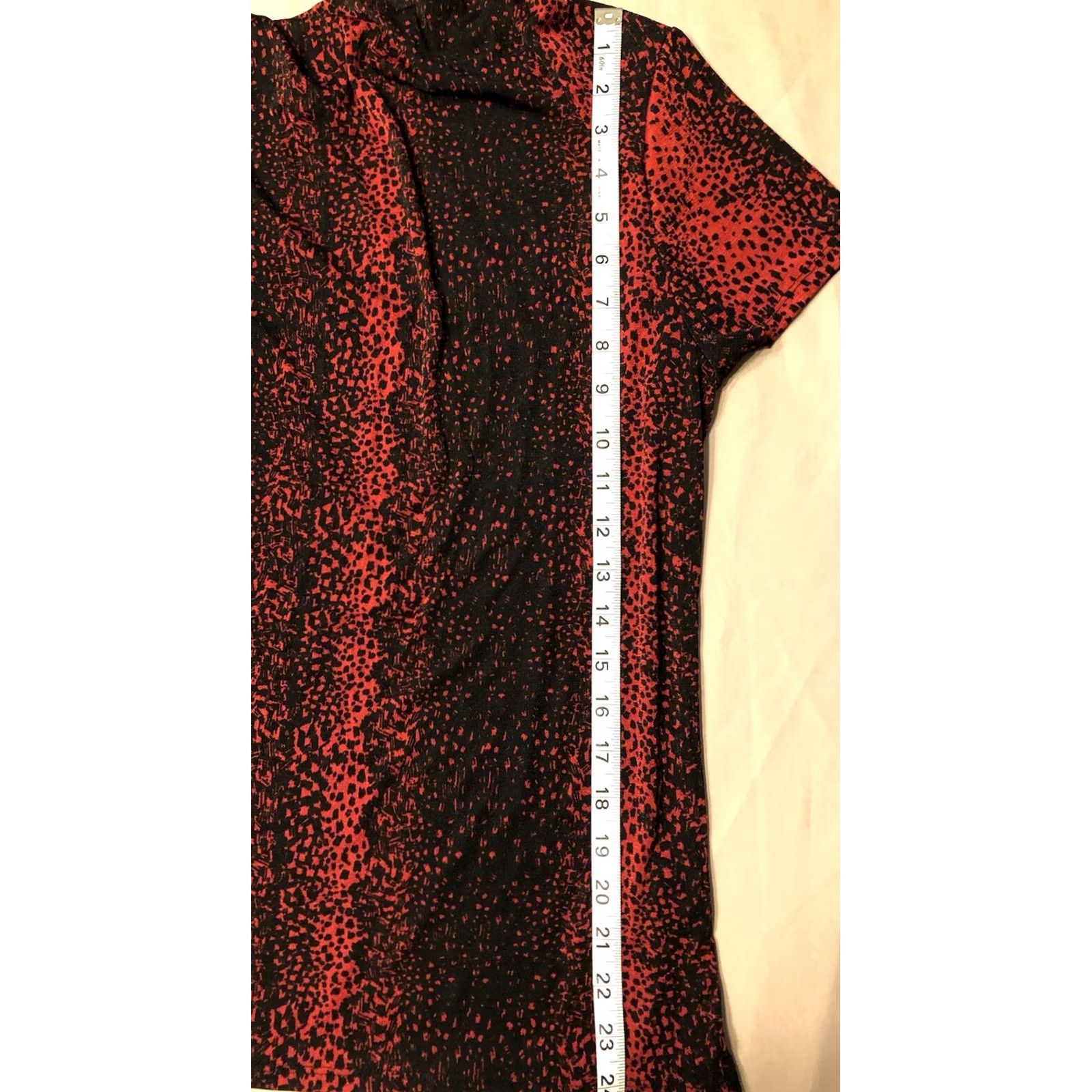 Vintage Jaclyn Smith Blouse Shirt Women L Red Animal Print Short Sleeve Cowl Neck Stretch Retro Geometric" Size L / US 10 / IT 46 - 5 Thumbnail