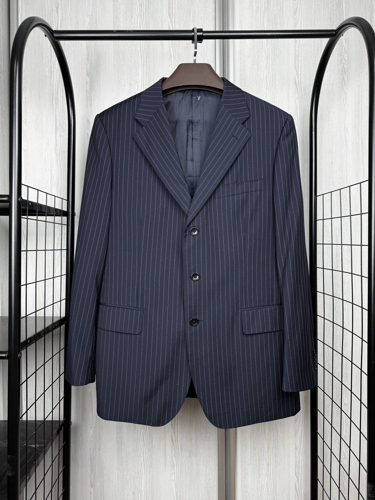 Boggi Boggi Milano blue pinstripe wool 2 button blazer suit jacket Size 42R - 1 Thumbnail