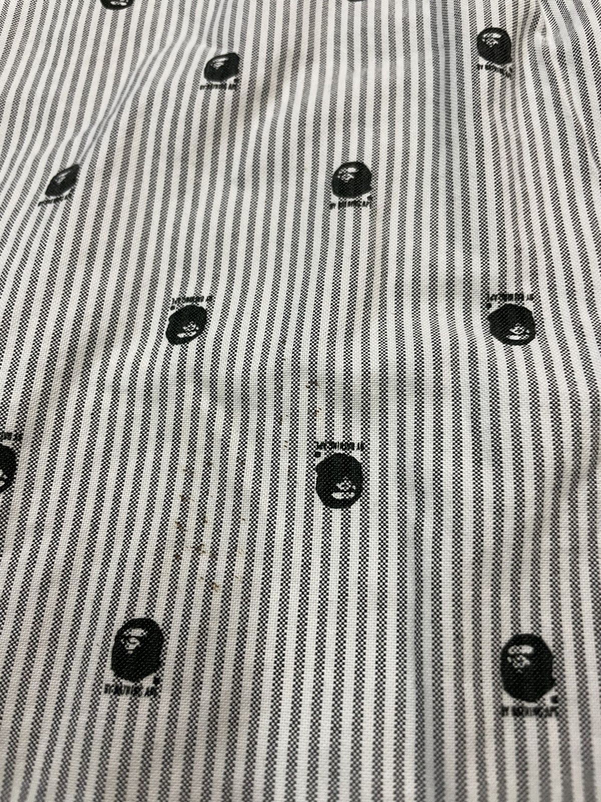 Bape Bape Striped With All Over Bape Head Print Shirt Size S / US 4 / IT 40 - 7 Thumbnail