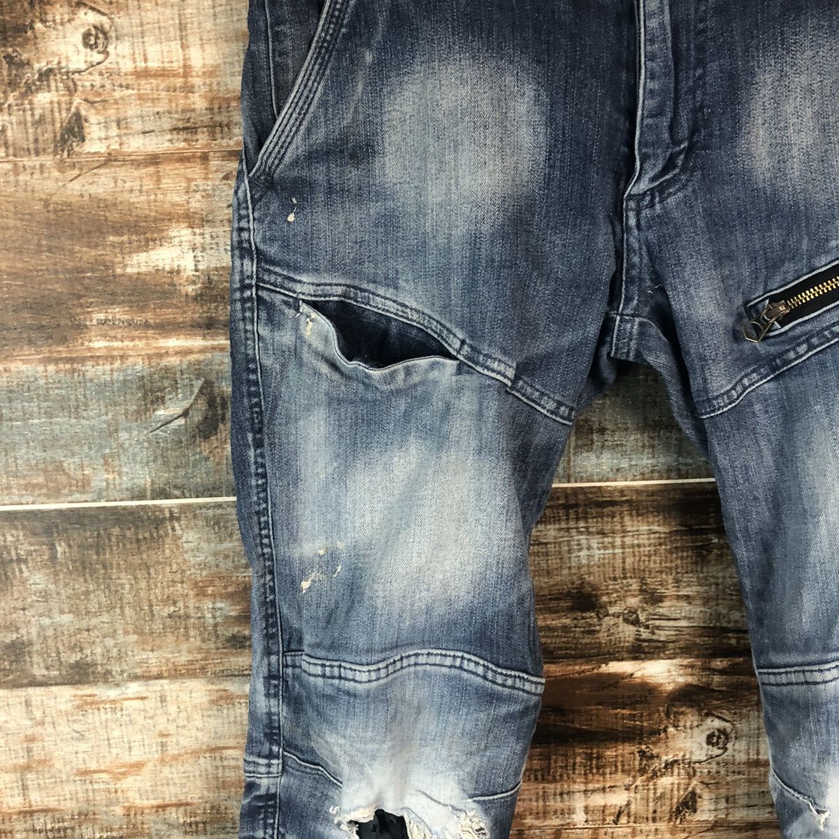 Japanese Brand Field Core Blue Distressed Denim Pants #A2122 Size US 31 - 9 Thumbnail