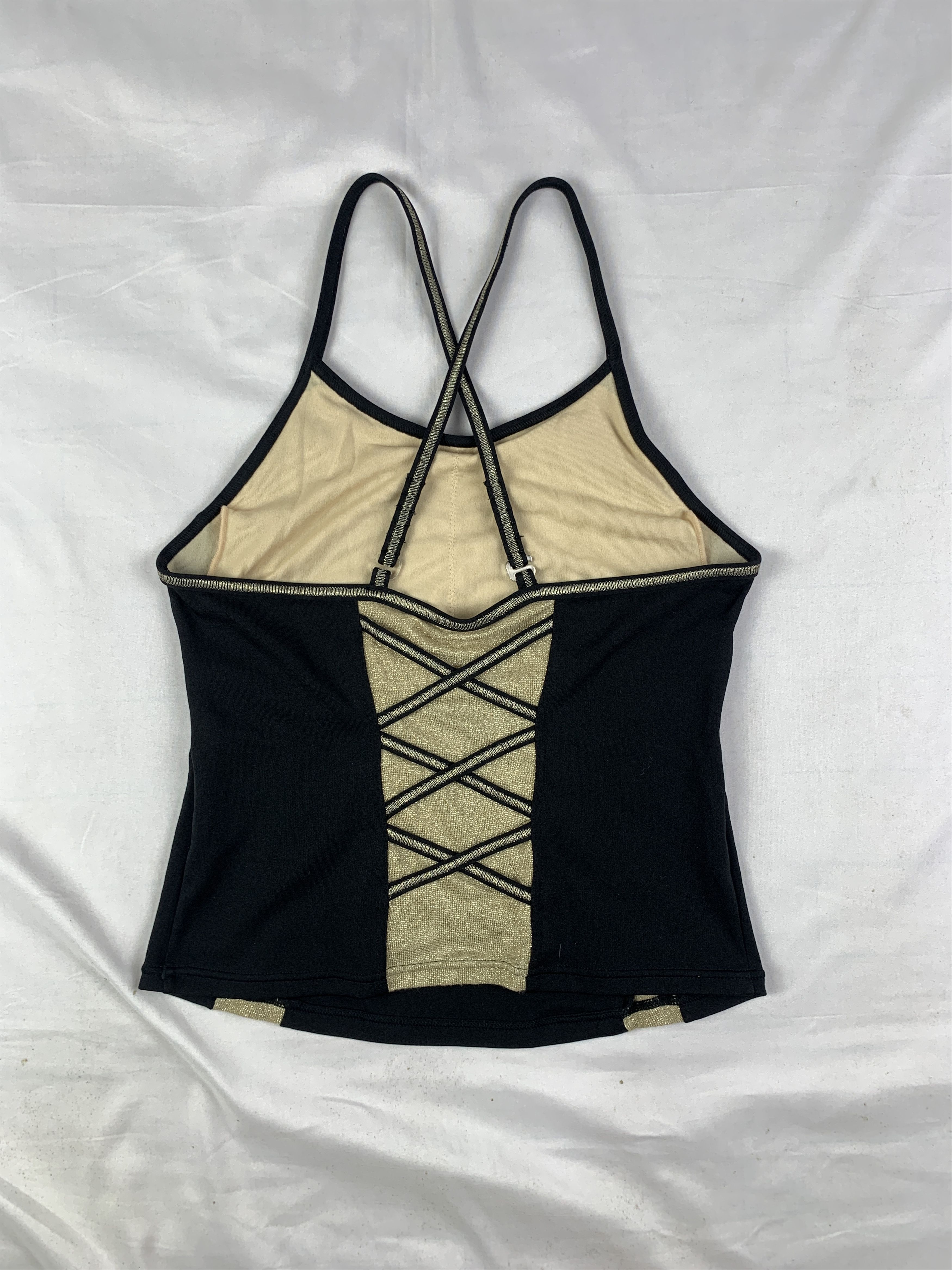 Japanese Brand Da Miss Black Grunge Fitted Lace Tank Top (S) Size S / US 4 / IT 40 - 4 Thumbnail