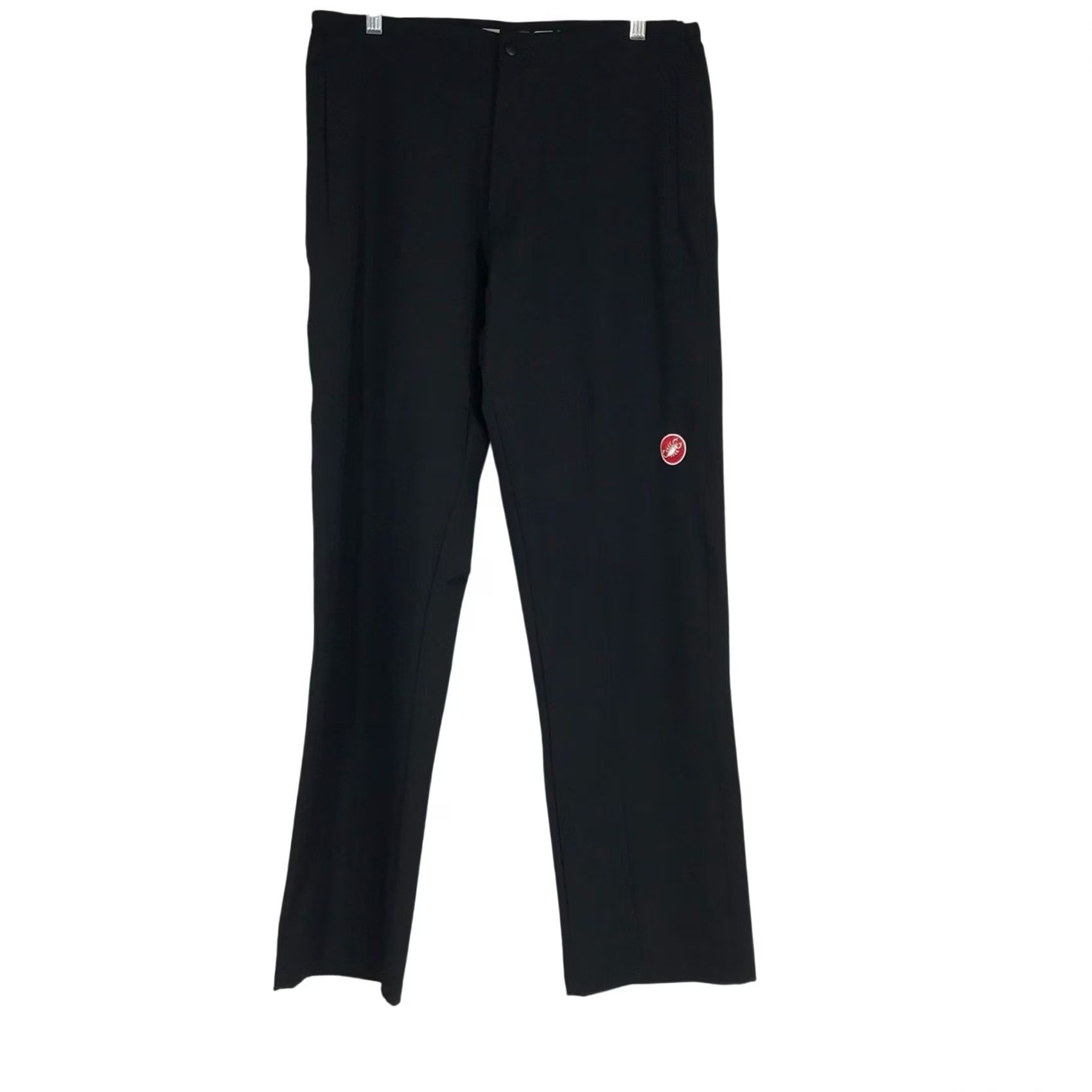 Vintage CASTELLI MEN'S LARGE BLACK POLYESTER BLEND STRETCH OVER PANTS Athletic Inseam 32 in Flat Front Logo Casual Pants Mens L Size US 33 - 2 Thumbnail