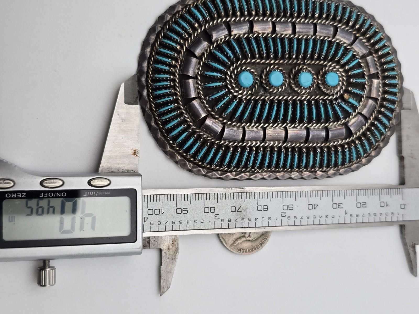 Other Jason Yazzie Sterling Needlepoint Turquoise Belt Buckle Size ONE SIZE - 4 Thumbnail
