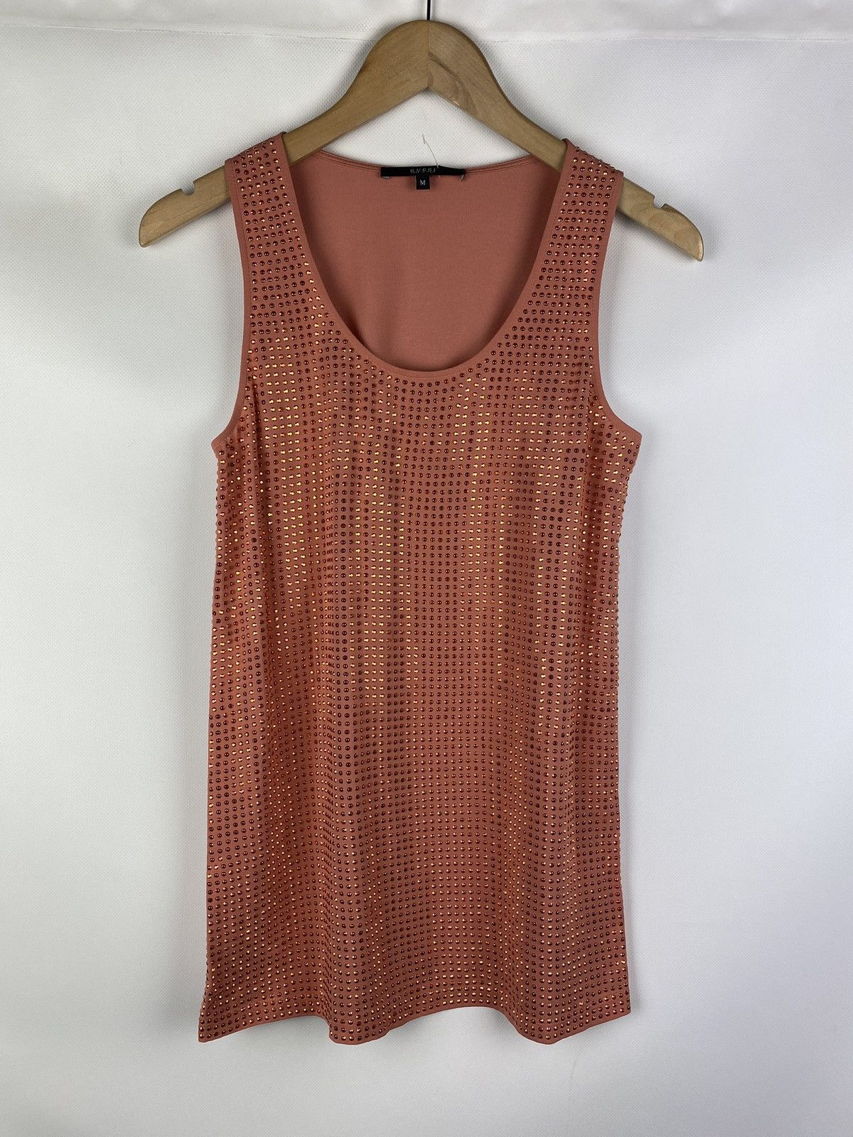 image of Gucci Ladies Studded Silk Sleeveless Tank Top Blouse Size M in Peach, Women's