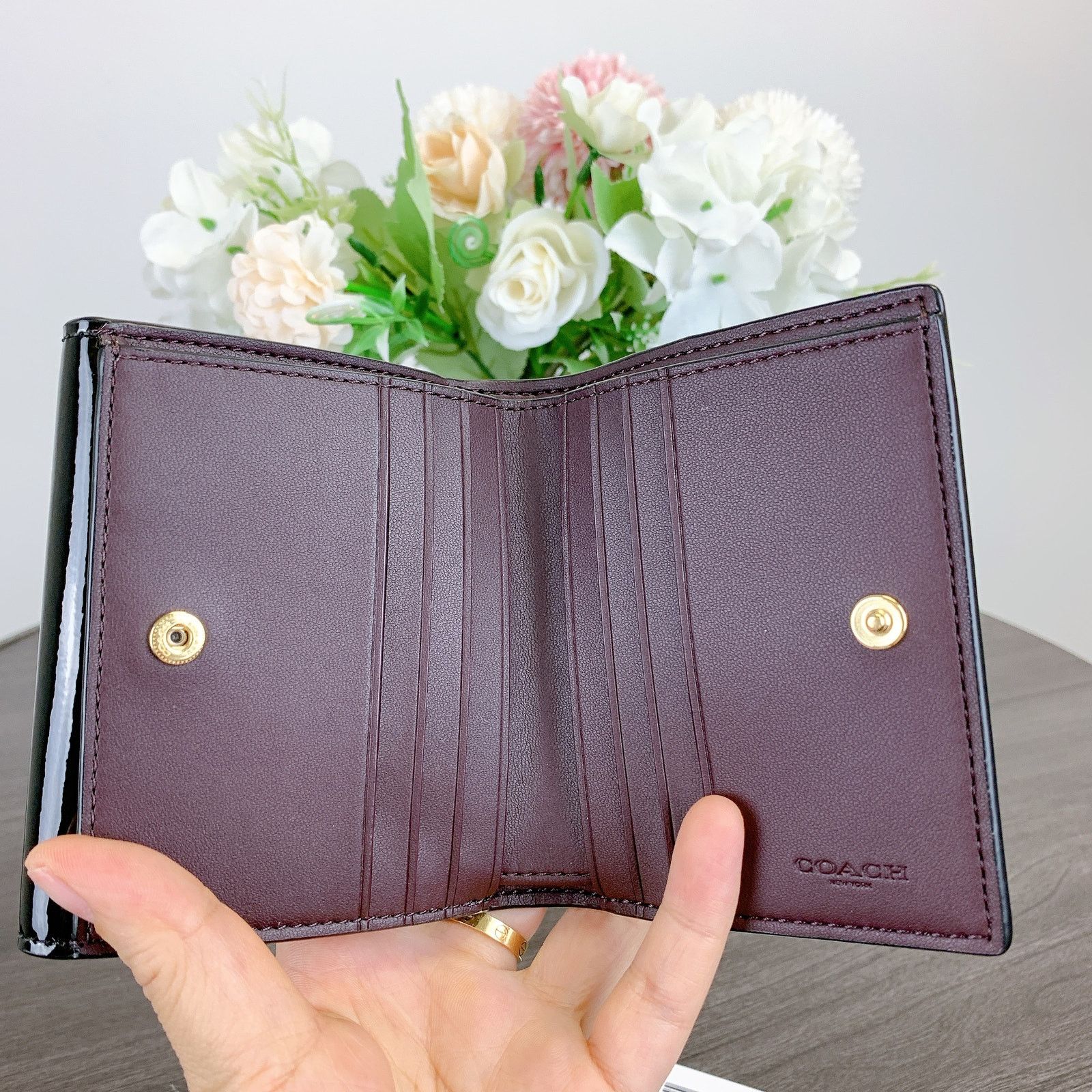 Coach Coach CV416 Small Morgan Wallet In Leather IN BLACK Size ONE SIZE - 5 Thumbnail