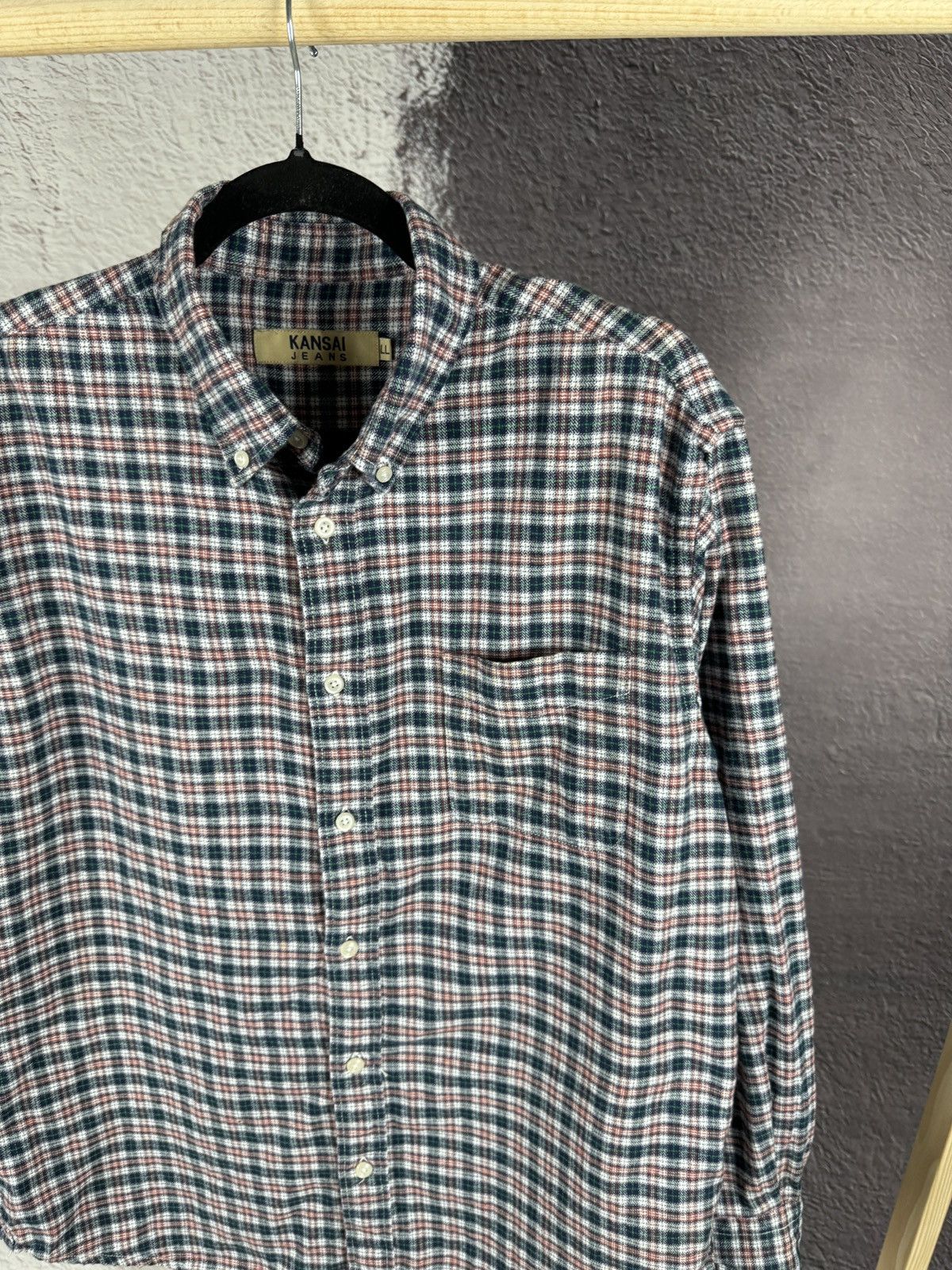Japanese Brand × Kansai Yamamoto × Vintage Kansai Jeans vintage flannel long sleeve shirt checkered Size US L / EU 52-54 / 3 - 6 Thumbnail