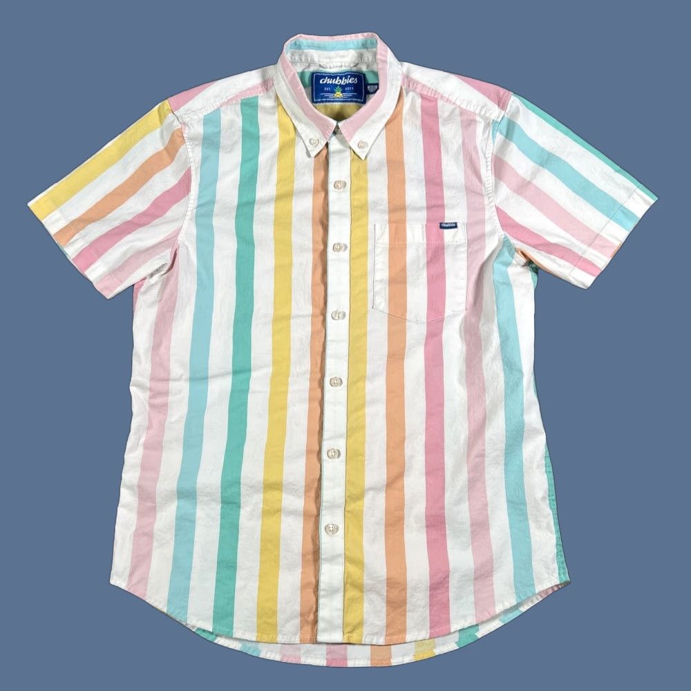 Chubbies Chubbies Button-Up Shirt Men Short Sleeve Pastel Striped Medium PDF Size US M / EU 48-50 / 2 - 1 Thumbnail