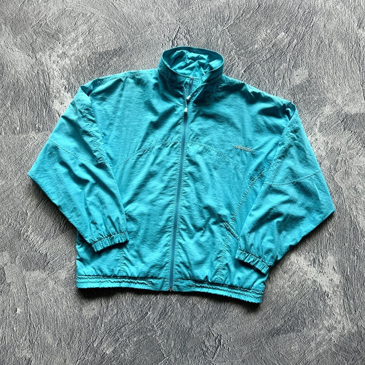 Vintage Men’s Adidas Nylon Light Jacket Full Zip Light Blue