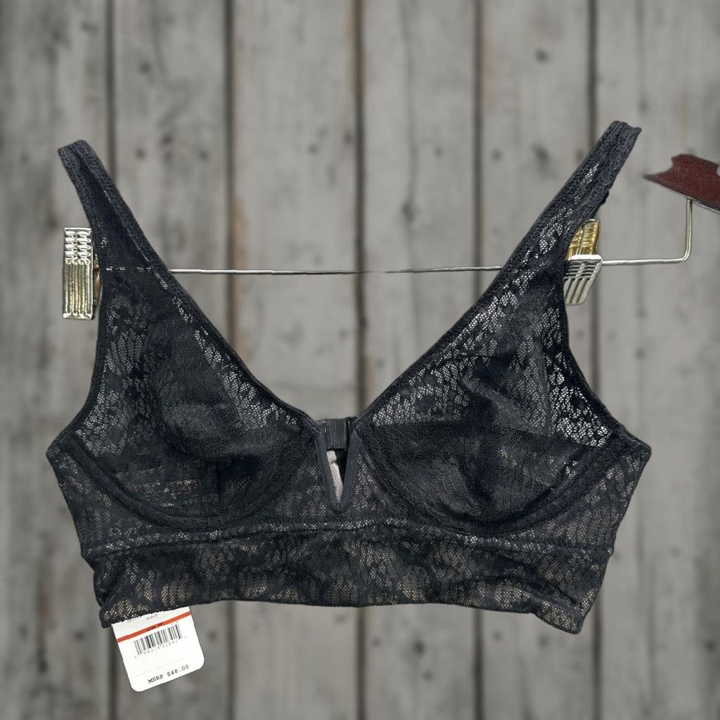 Free People Free People Bralette Womens XS Black Lace V Wire Longline Intimately NWT Bra Size ONE SIZE - 1 Thumbnail
