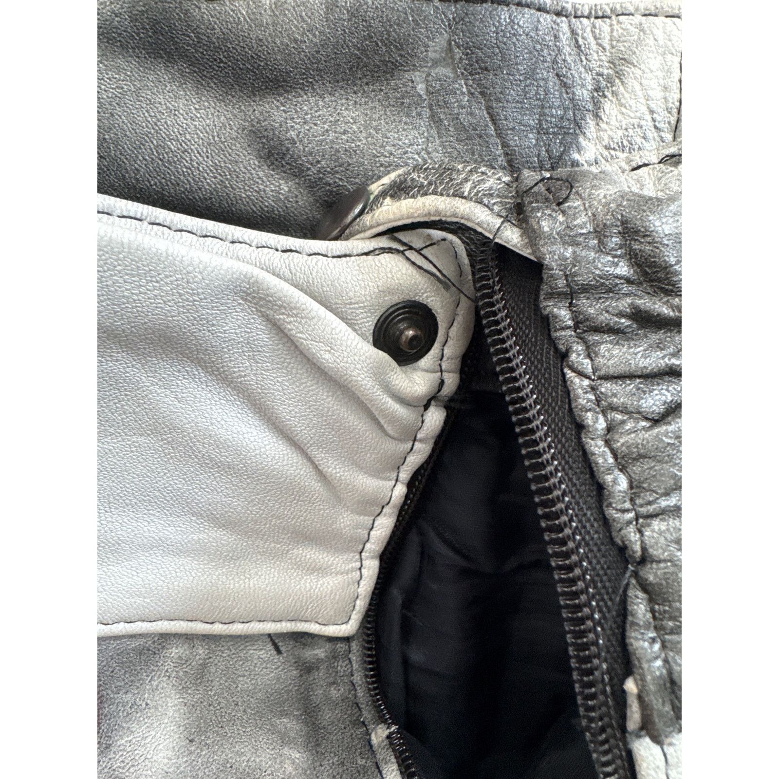 Vintage 1980s Black White Leather Patchwork A-Line Skirt M Size 30" / US 8 / IT 44 - 8 Thumbnail