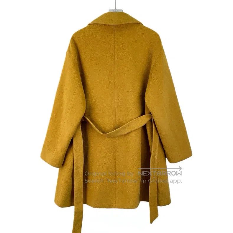 Max Mara Max Mara Brown Yellow Wool Lapel Belted Coat Jacket Size S / US 4 / IT 40 - 2 Thumbnail