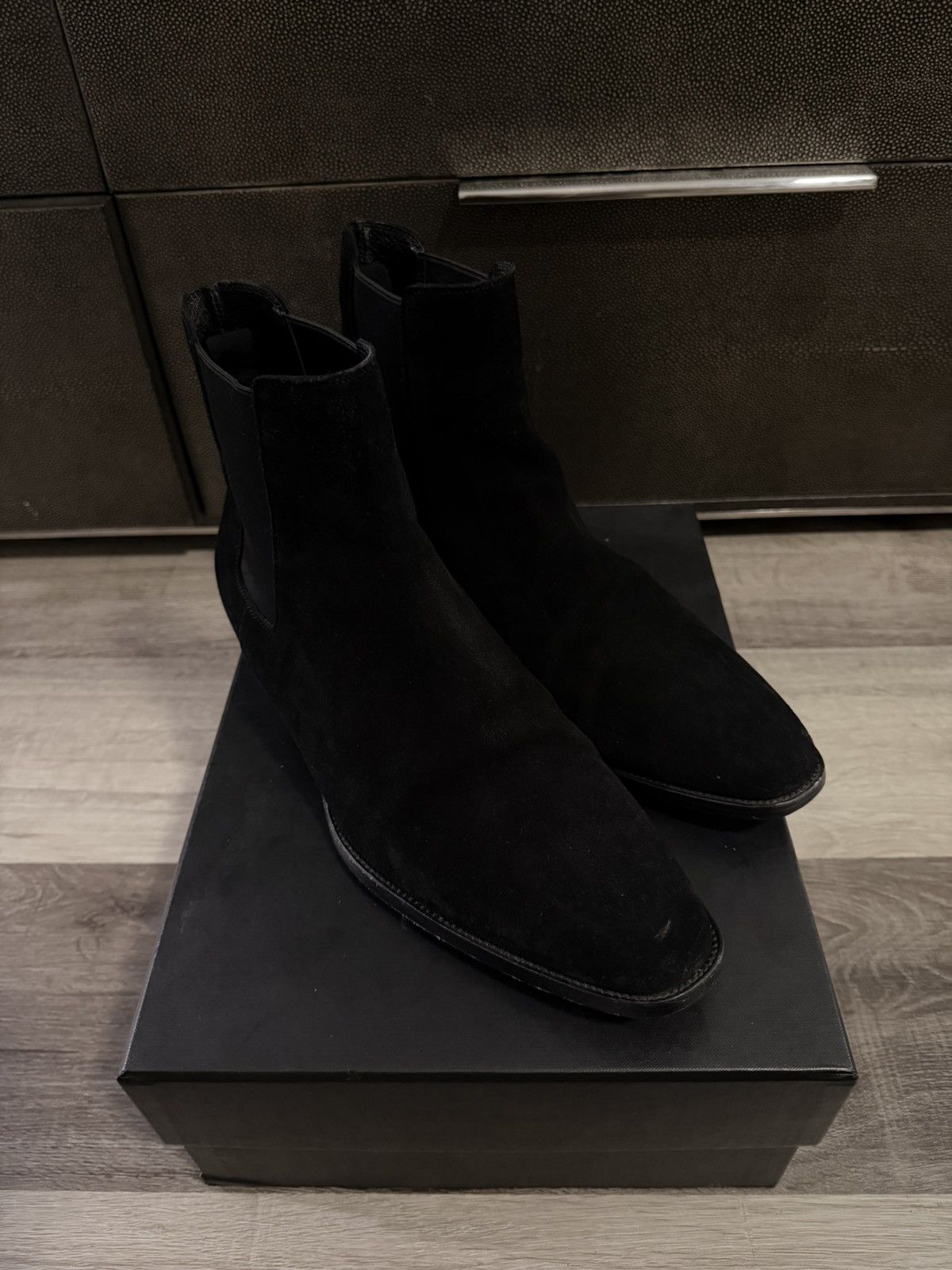 Saint Laurent Paris Saint Laurent Wyatt Black Chelsea Boots Size US 12 / EU 45 - 1 Thumbnail