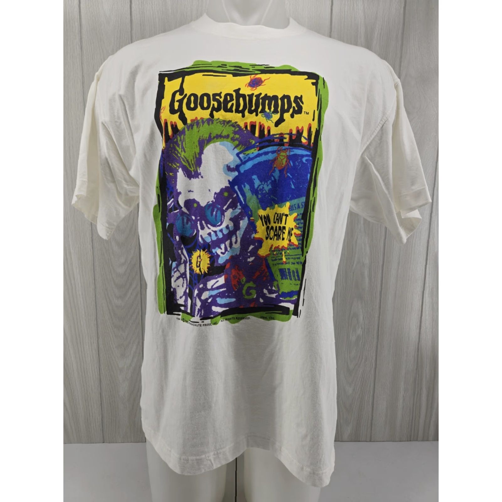 Vintage VINTAGE Goosebumps Shirt XL You Can’t Scare Me Parachute Press #1 1995 90s Halloween Horror Skull Tim Jacobus Mens Shirt Scary Vintage Size US XL / EU 56 / 4 - 2 Thumbnail
