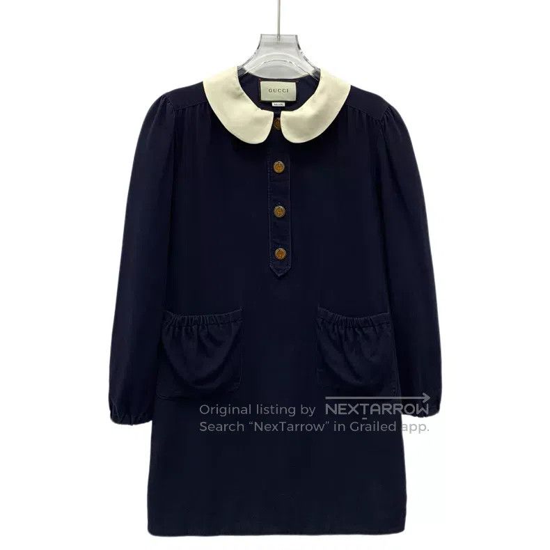 Gucci Gucci Dark blue cotton doll collar long-sleeved dress Size XS / US 0-2 / IT 36-38 - 1 Thumbnail