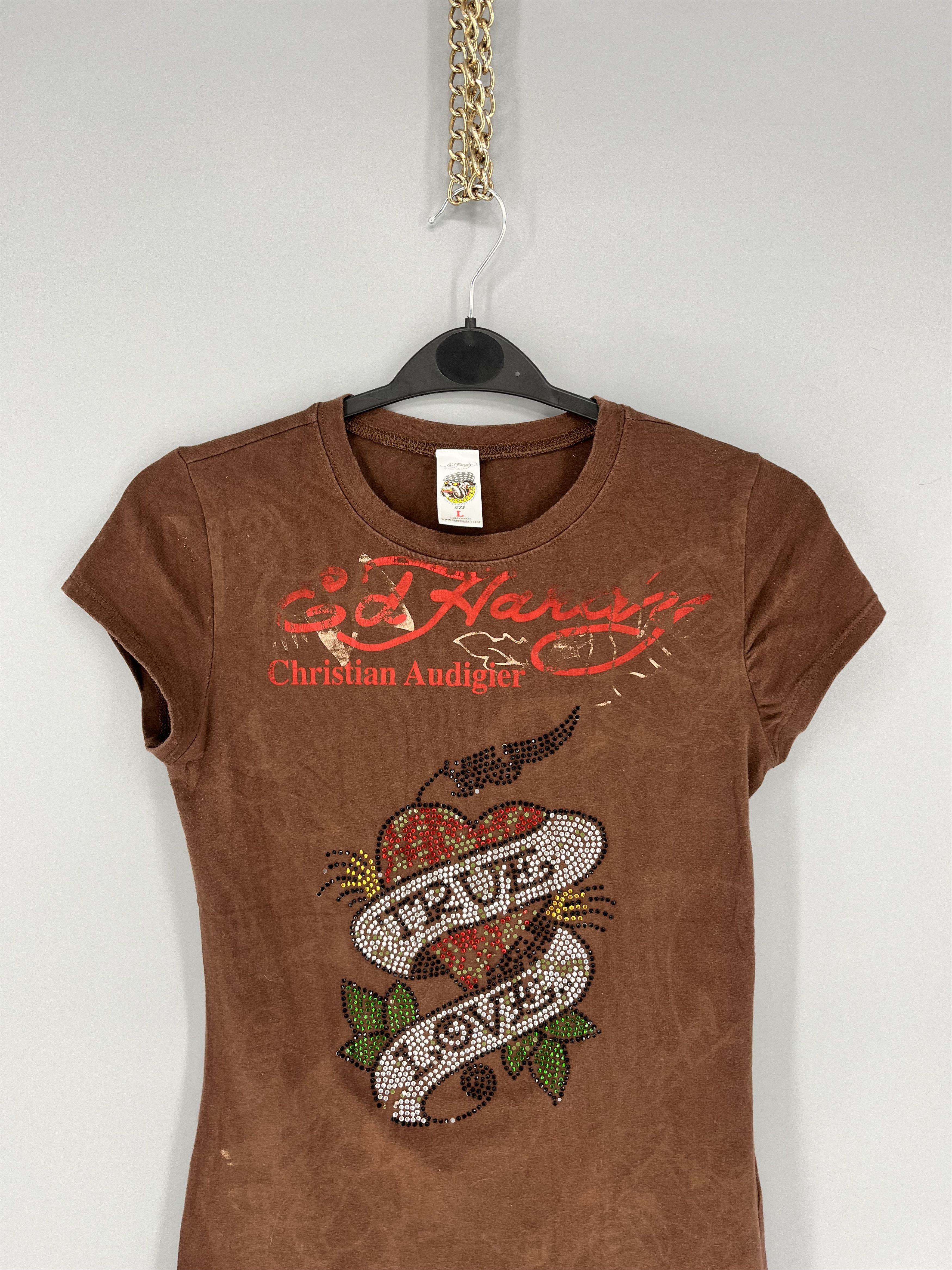 Christian Audigier Vintage Y2K Christian Audigier Women’s Rhinestones T-Shirt Size L / US 10 / IT 46 - 6 Thumbnail