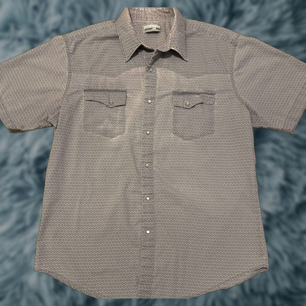 Wrangler VINTAGE Wrangler Faded Pearl Snap Shirt XL Rodeo Cowboy Western Biker Grunge 90s Size XL / US 12-14 / IT 48-50 - 1 Thumbnail