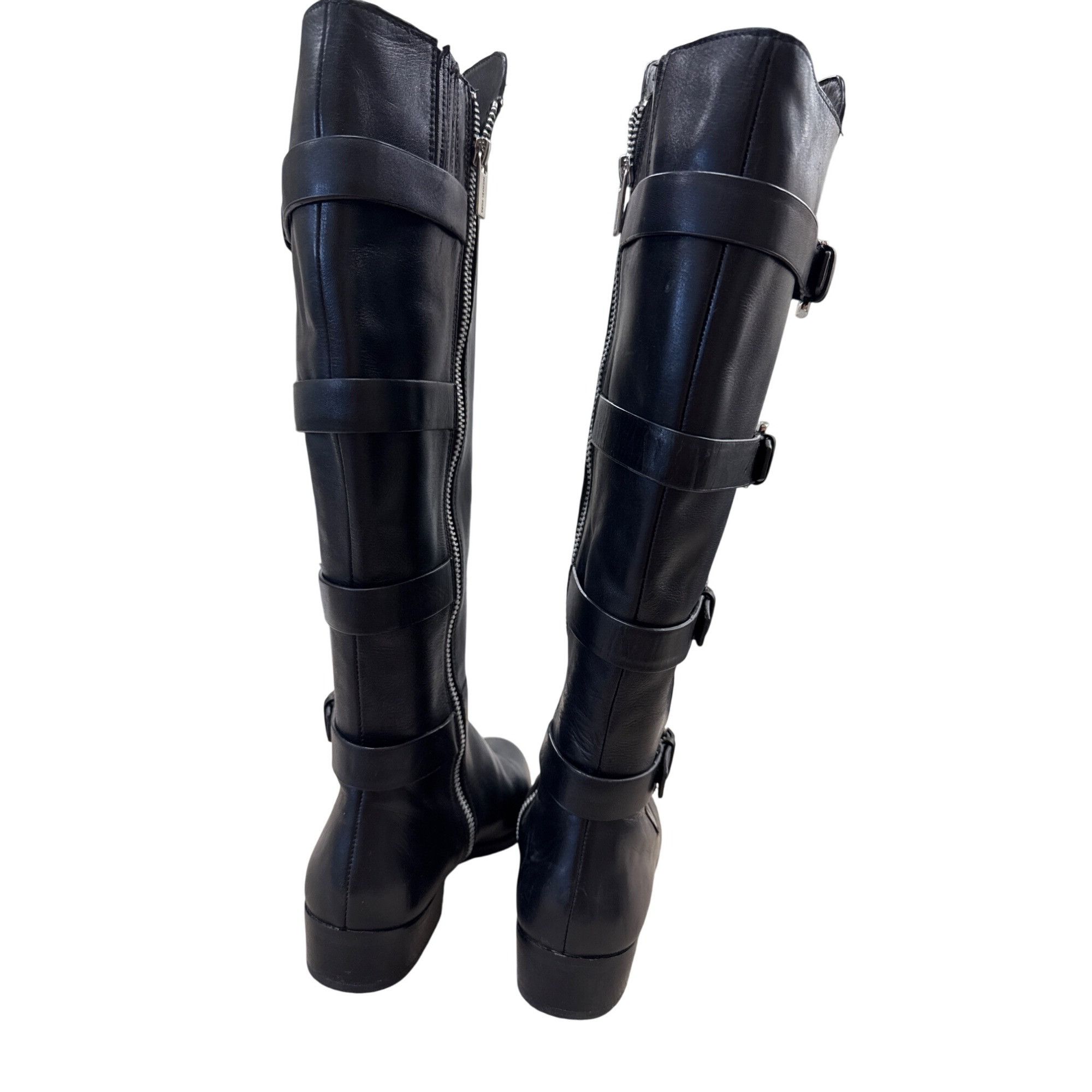 Michael Kors Michael Kors Womens Black Leather Knee High Boots With Buckl Size US 7 / IT 37 - 9 Thumbnail