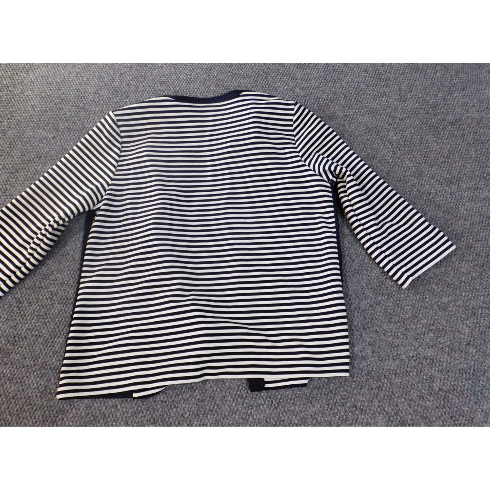 Vintage Alfred Dunner Jacket Women's Regular Size 14 Blue Striped Stretch Polyester Long Sleeve Mid-Length Casual Size XL / US 12-14 / IT 48-50 - 7 Thumbnail