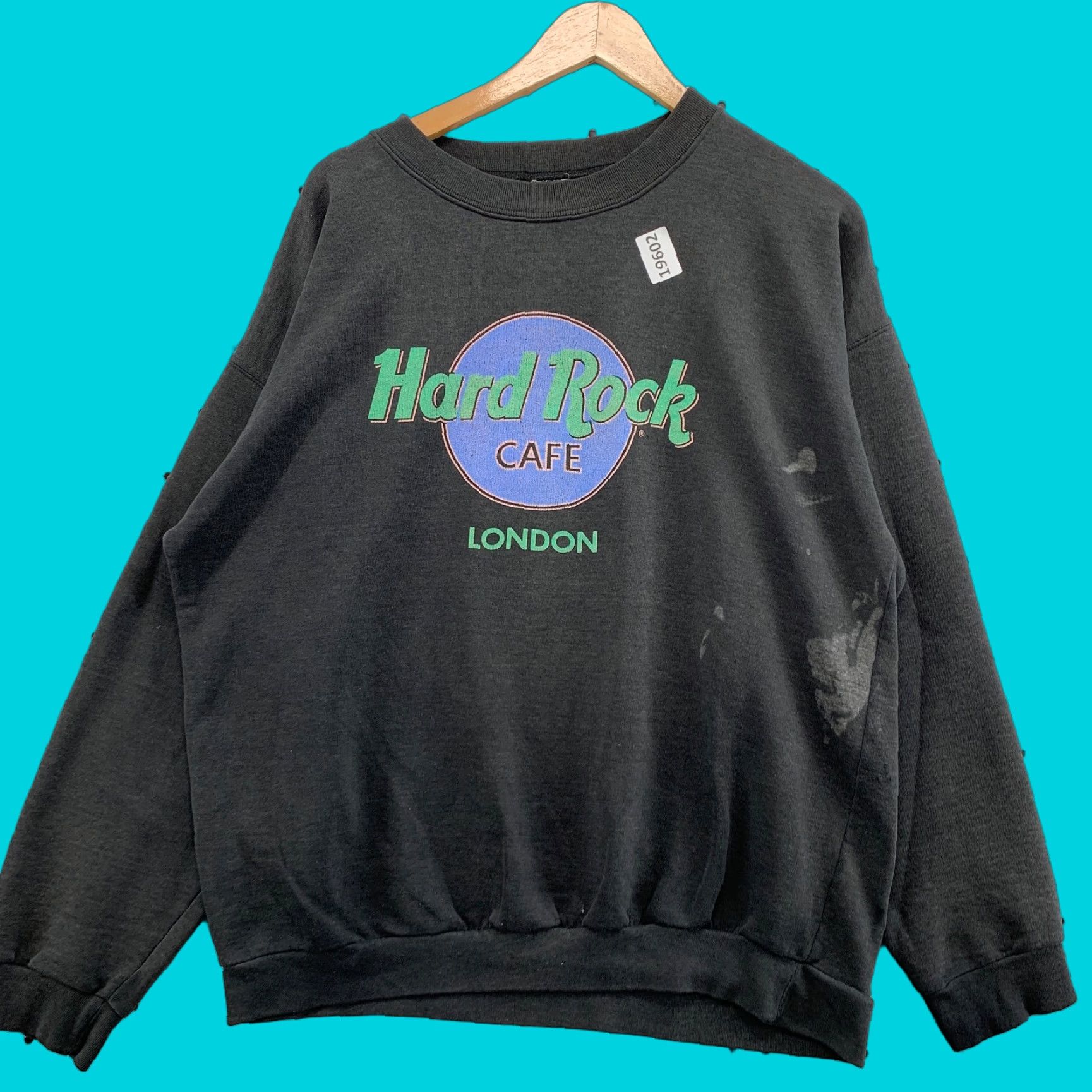 Hard Rock Cafe VINTAGE Hard Rock Cafe Sweatshirt Mens L Black Crew Neck 90s London Distress Pullover 25x28 Size US L / EU 52-54 / 3 - 1 Thumbnail