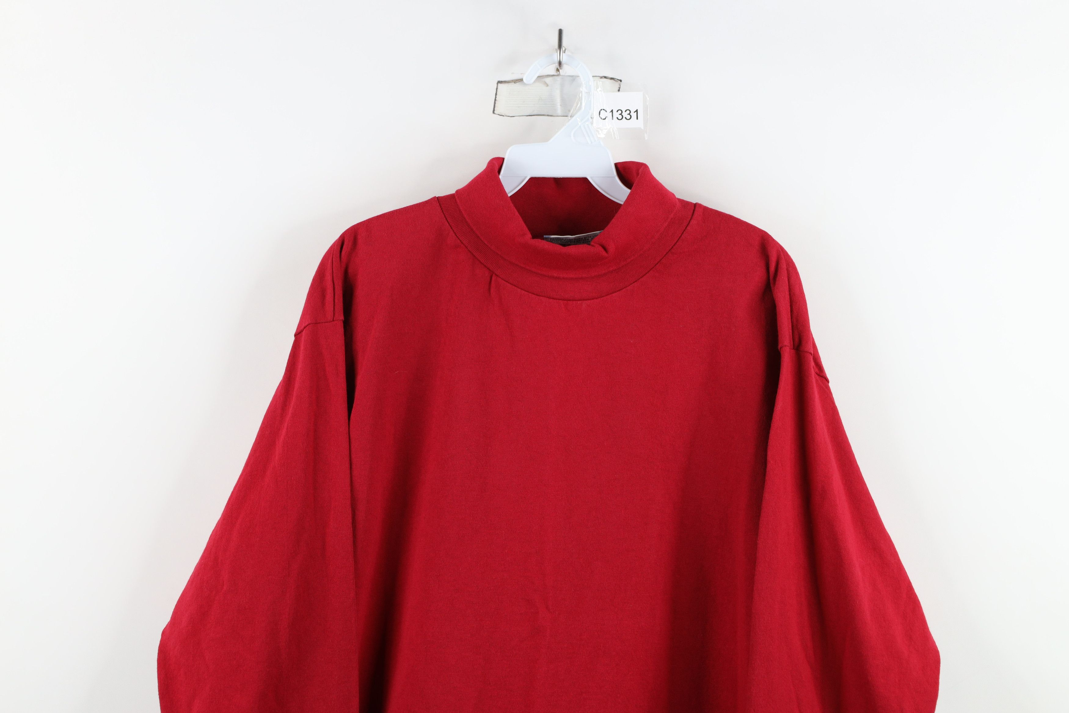 Vintage Vintage 90s Streetwear Turtleneck T-Shirt Red Cotton USA Size US M / EU 48-50 / 2 - 2 Thumbnail