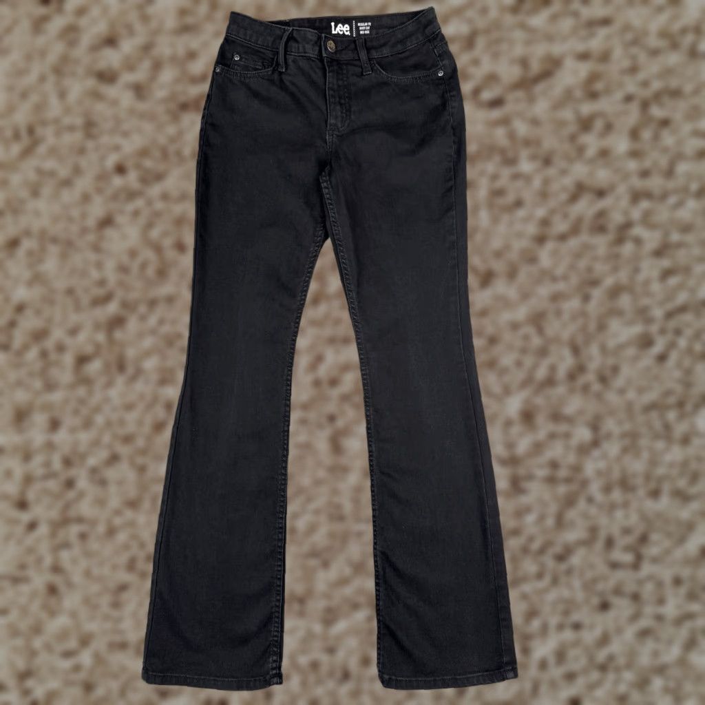 Lee Lee Jeans Women 4 Black Denim Bootcut Mid Rise Regular Fit Cotton 27x31 Jeans Size 27" / US 4 / IT 40 - 1 Thumbnail