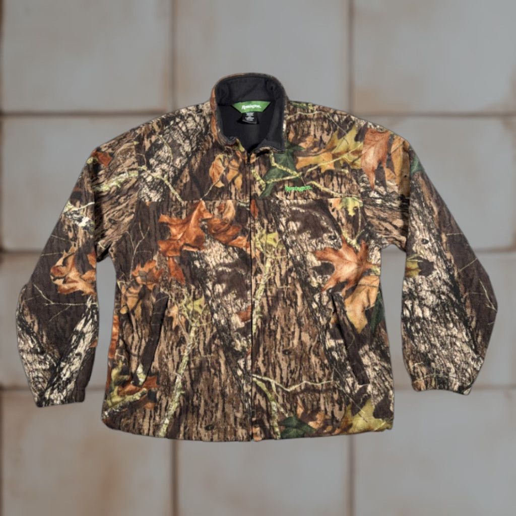 Vintage Remington Jacket Adult LARGE Brown Green Camo Polyester Fleece Mossy Oak Hunting Size US L / EU 52-54 / 3 - 1 Thumbnail