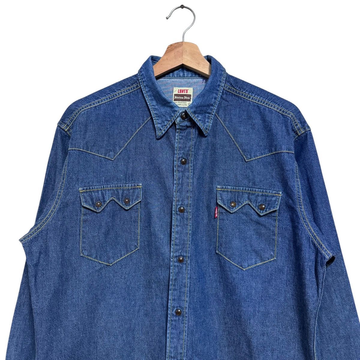 Levi's Vintage 90s Levis Big E Western Denim Shirt Selvedge Size US L / EU 52-54 / 3 - 2 Thumbnail
