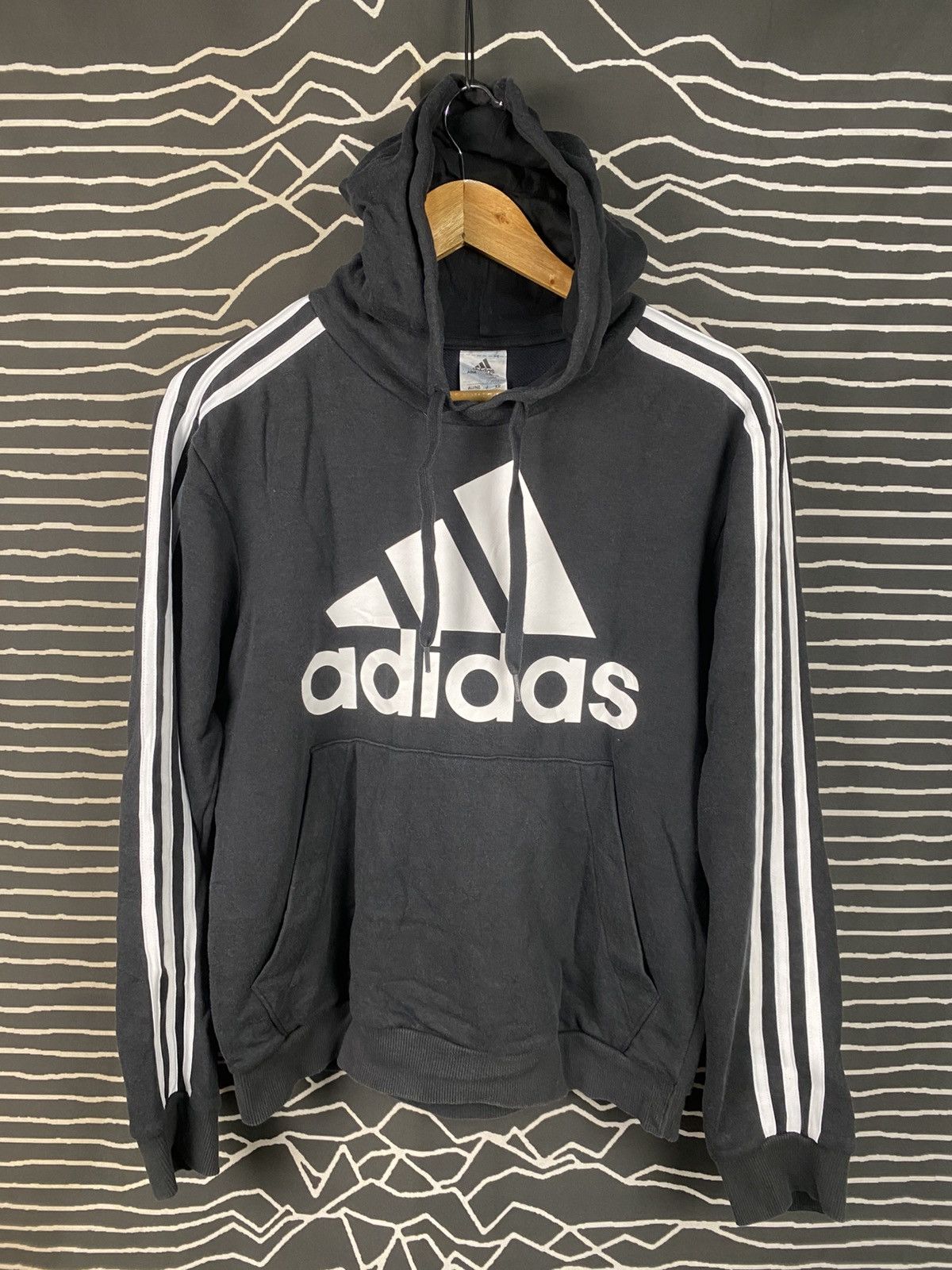 Adidas Adidas Big Logo 3-Stripes Pullover Hoodie Black Size US M / EU 48-50 / 2 - 1 Thumbnail
