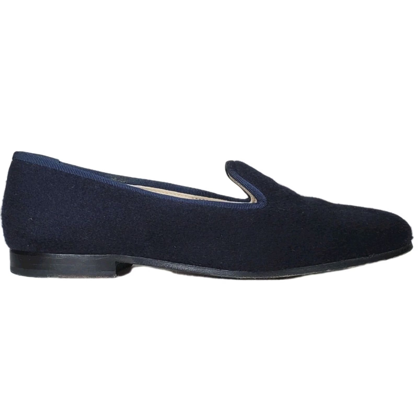 Vintage Stubbs & Wootton Brushed Wool Slippers Grosgrain Trim Midnight Women's US 7 Size US 7 / IT 37 - 3 Thumbnail