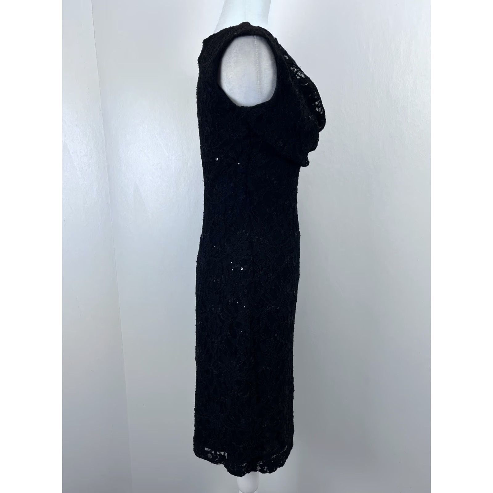 Ralph Lauren VINTAGE Lauren Ralph Lauren Black Lace Stretch Pencil Dress Sz 4 Womens Cocktail Party Formal Size S / US 4 / IT 40 - 4 Thumbnail
